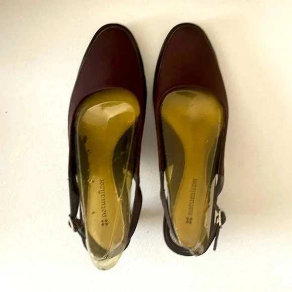 NIB NATURALIZER WOMEN'S ALENA BROWN LEATHER SLINGBACK HEELS Size 7WW NIB - Picture 4 of 16